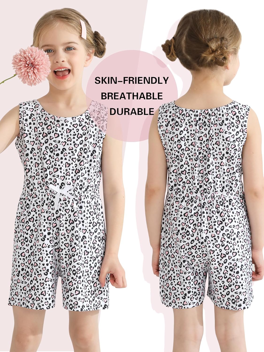 Resinta 2/3 Pack Girls Jumpsuit Summer Romper Shorts Elastic Waist One Piece Jumpsuits with Pocket 4-12Years - Image 4