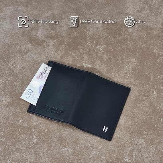Erkekler için Hakiki Deri Kredi Kartı Tutucu Cüzdan | Tam Tahıl İnek Derisi El İşi Deri | Minimalist İnce Tasarım RFID Ön Cep Cüzdan