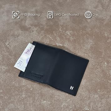 Erkekler için Hakiki Deri Kredi Kartı Tutucu Cüzdan | Tam Tahıl İnek Derisi El İşi Deri | Minimalist İnce Tasarım RFID Ön Cep Cüzdan