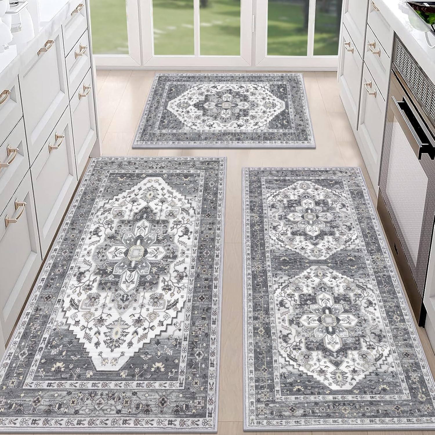 HEBE Boho Kitchen Rug Sets 3 Piece with Runner Non Slip Kitchen Rugs and Mats Washable Kitchen Mats for Floor Thick Kitchen Floor Mat Carpet Runner Rugs for Hallway Laundry Holiday Decor HEBE Boho Kitchen Rug Sets 3 Piece with Runner Non Slip Kitchen Rugs and Mats Washable Kitchen Mats for Floor Thick Kitchen Floor Mat Carpet Runner Rugs for Hallway Laundry Holiday Decor