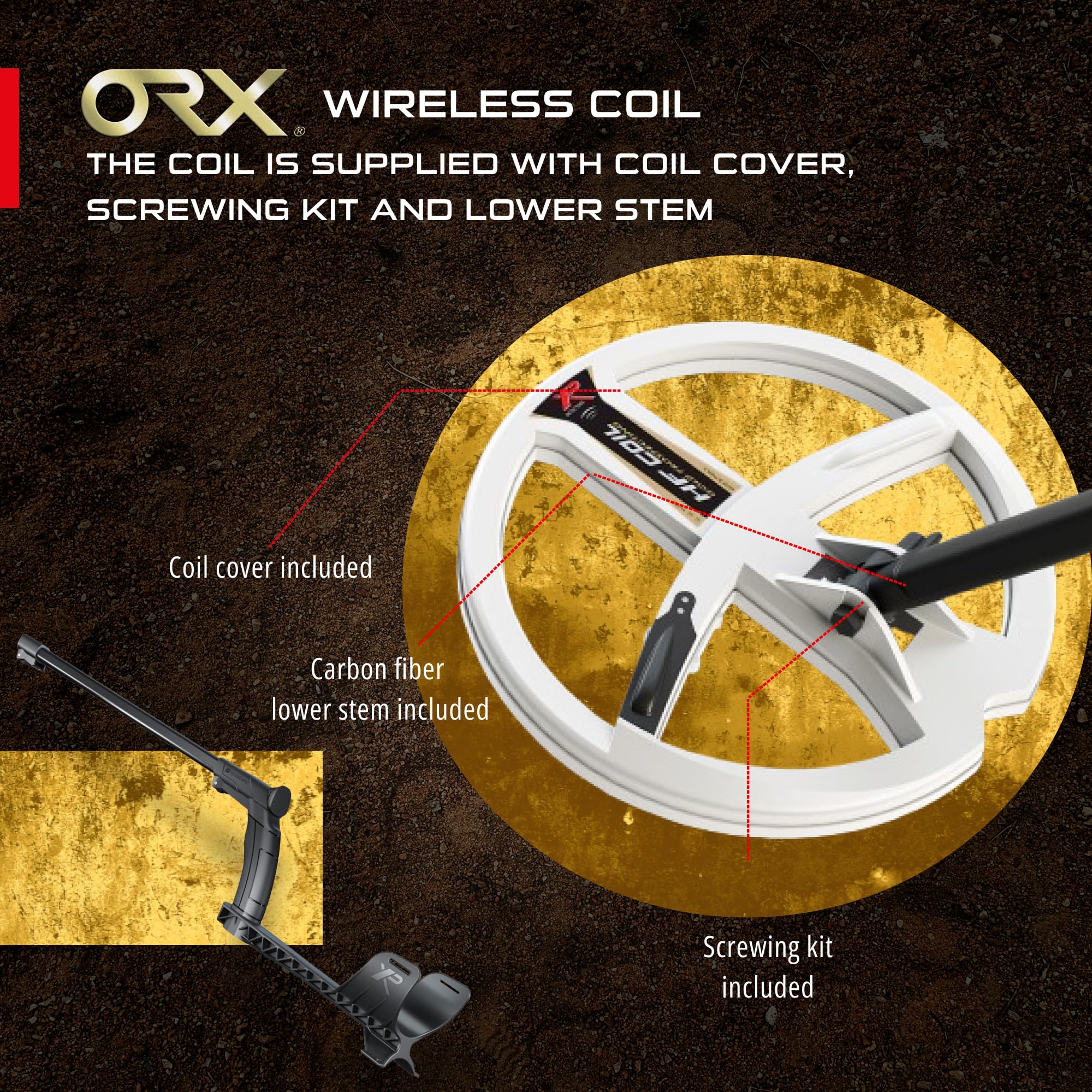 XP METAL DETECTORS 9" High Frequency Coil with 21 Frequencies Compatible with Deus and ORX detectors, Delivered with Coil Cover, Lower Stem, screwing kit and Battery (D01HF)