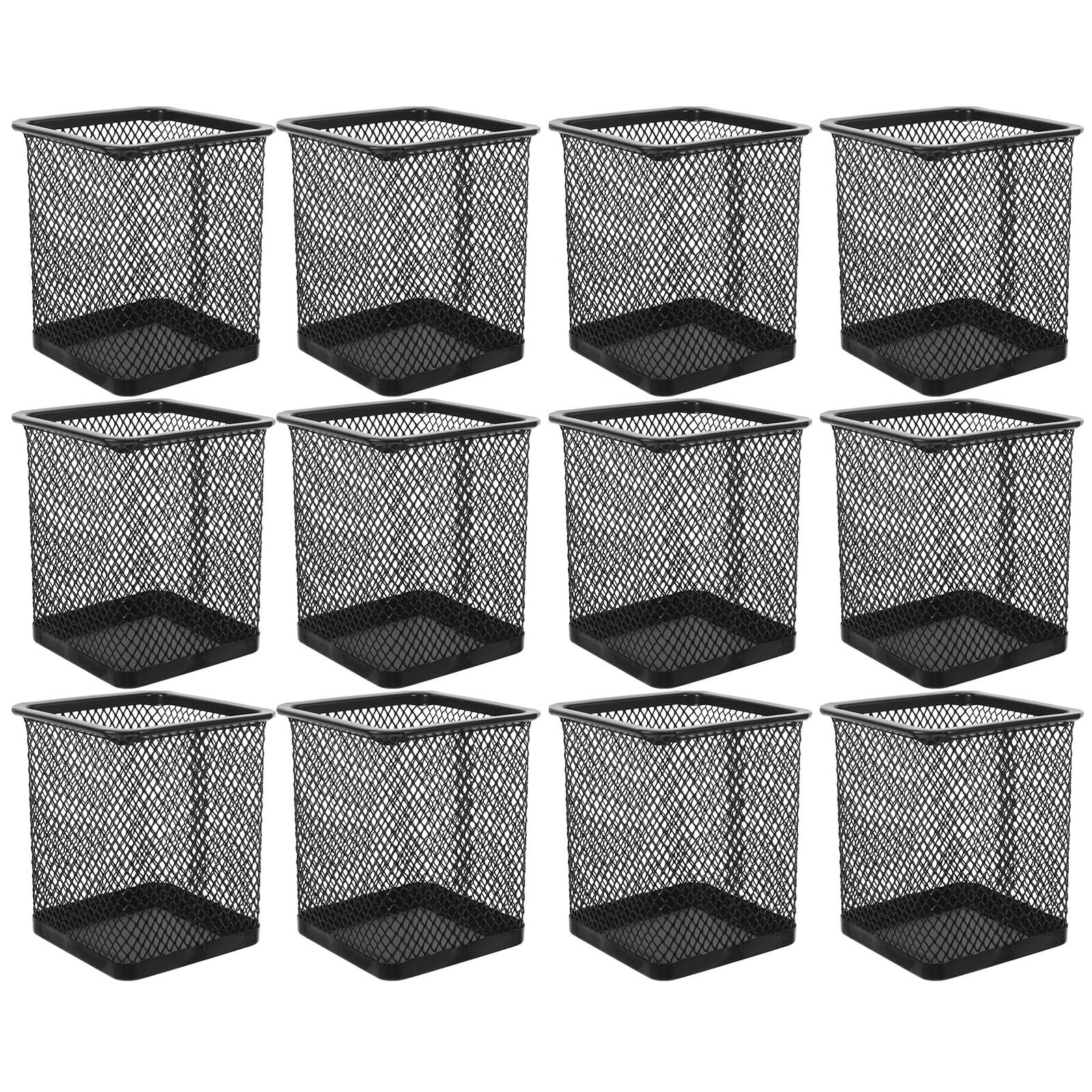 Porte-stylos en métal noir dans la salle de classe avec le pot à crayons Veemoon