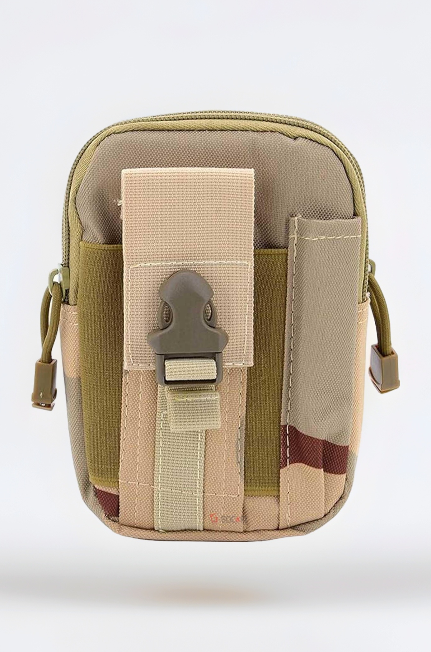 GOCART WITH G LOGO Men's Nylon Outdoor Tactical Waist Bag EDC Molle Belt Waist Pouch Security Purse Phone Carrying Case (Beige)