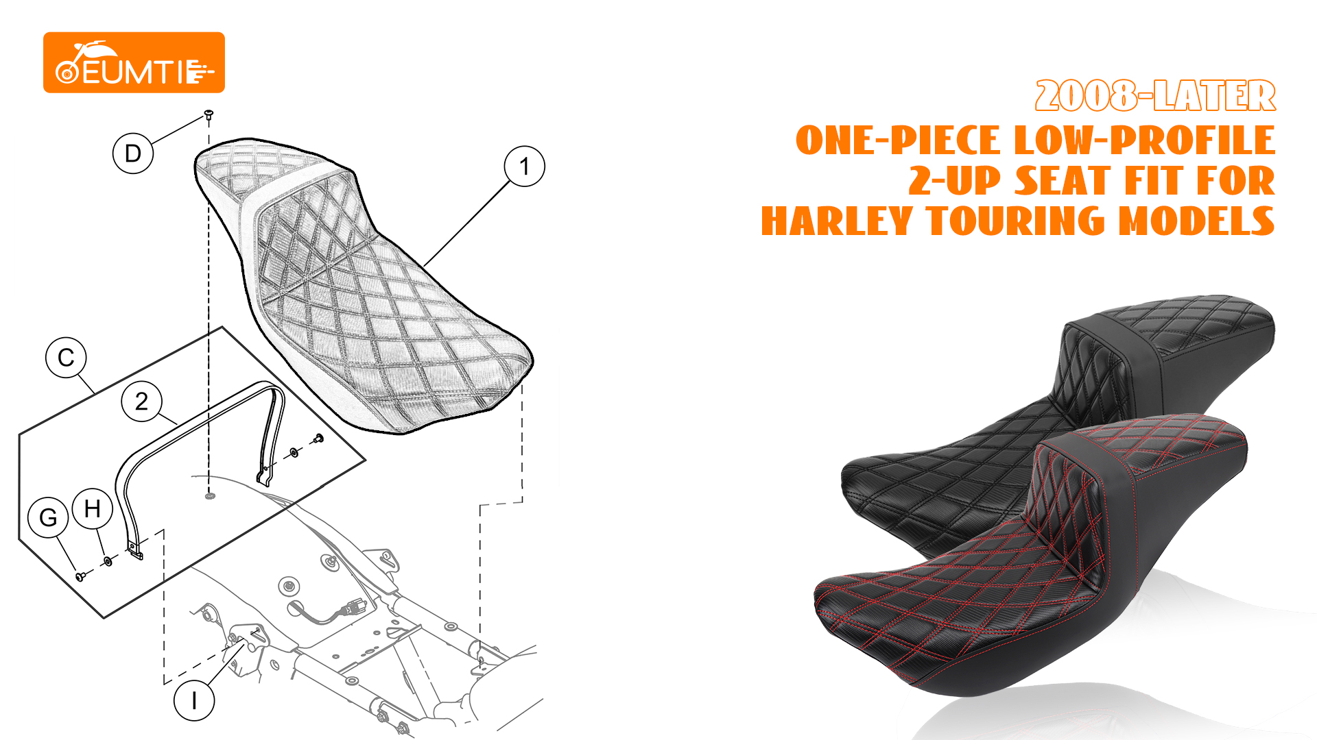 Amazon.com: Eumti Touring Seat Low Profile 2-Up One-Piece Driver