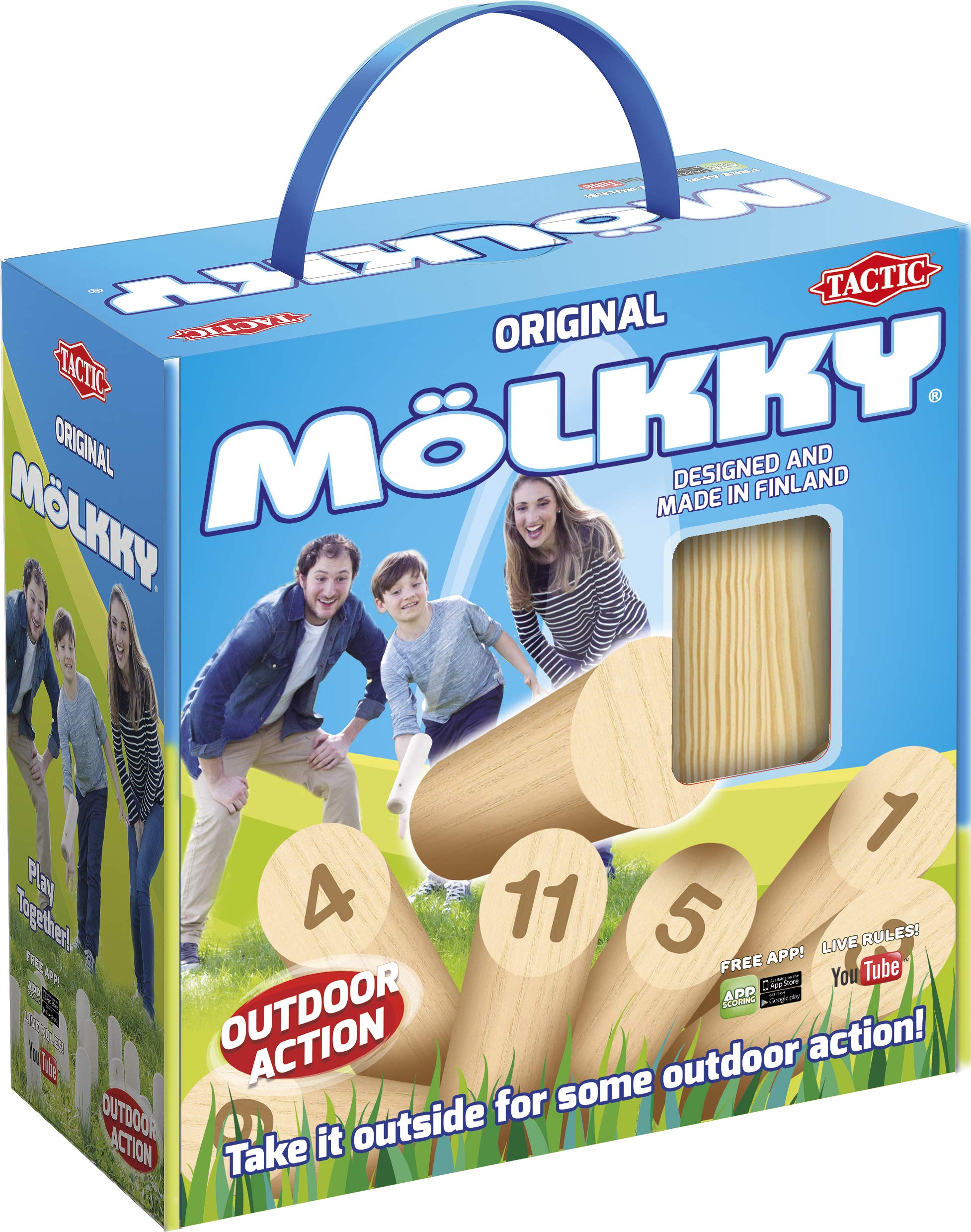 Tactic AZ56993 Mölkky Game In Cardboard Box with Handle, wielokolorowe, 22,5 x 22,5 x 9,7 cm