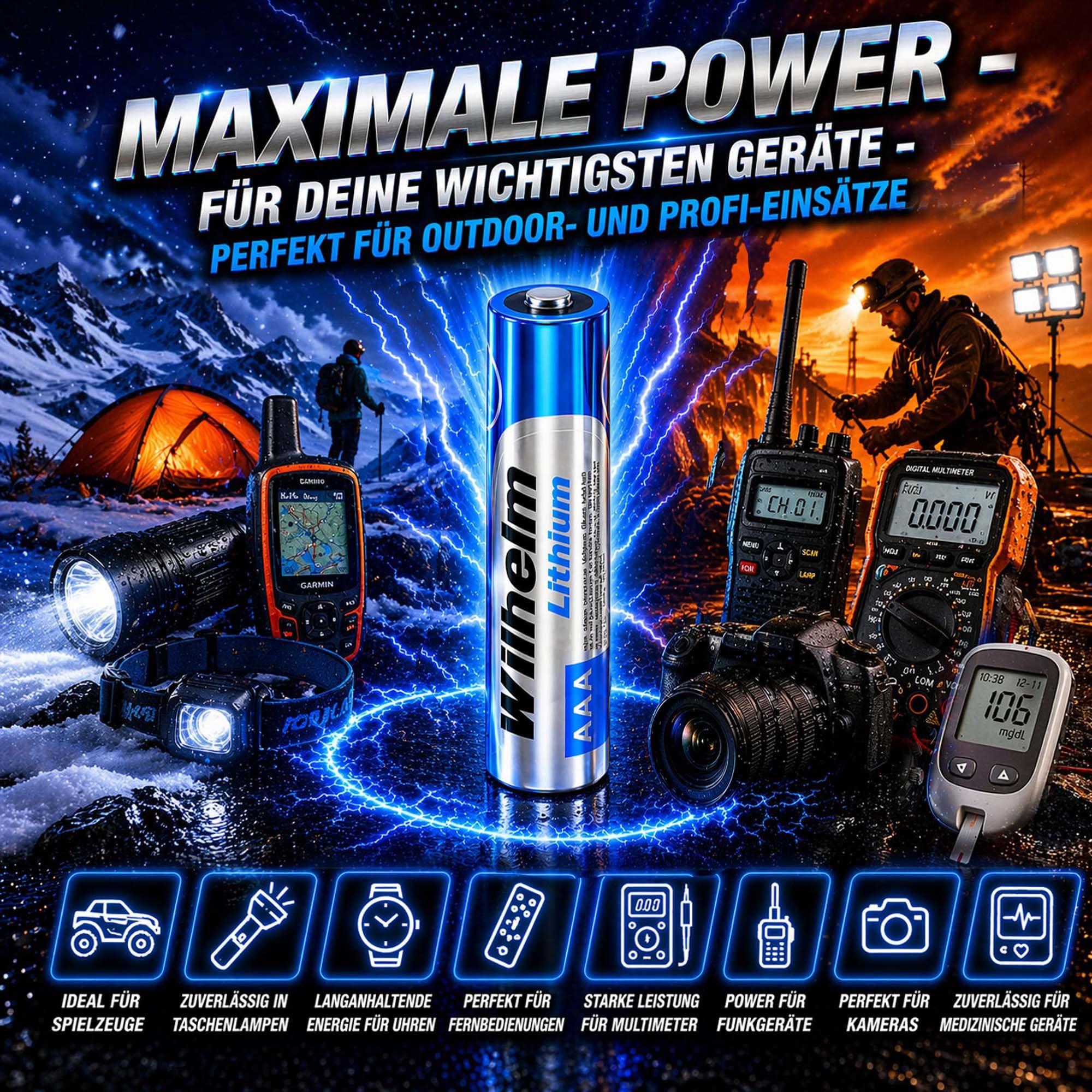 Wilhelm Lithium AAA Batterien Mikro LR03 1,5 V Lange Laufzeit – 40 Stück