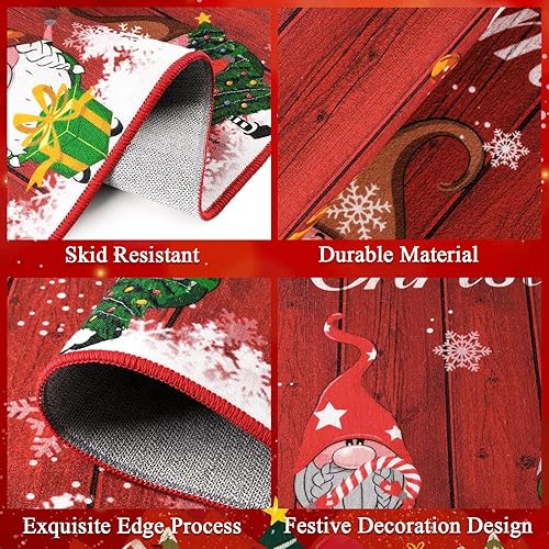 Miniatura 3 de HEBE Juego de 3 alfombras de cocina de Navidad, lavables a máquina, antideslizantes, alfombras de cocina suaves para el suelo, juego de alfombras de