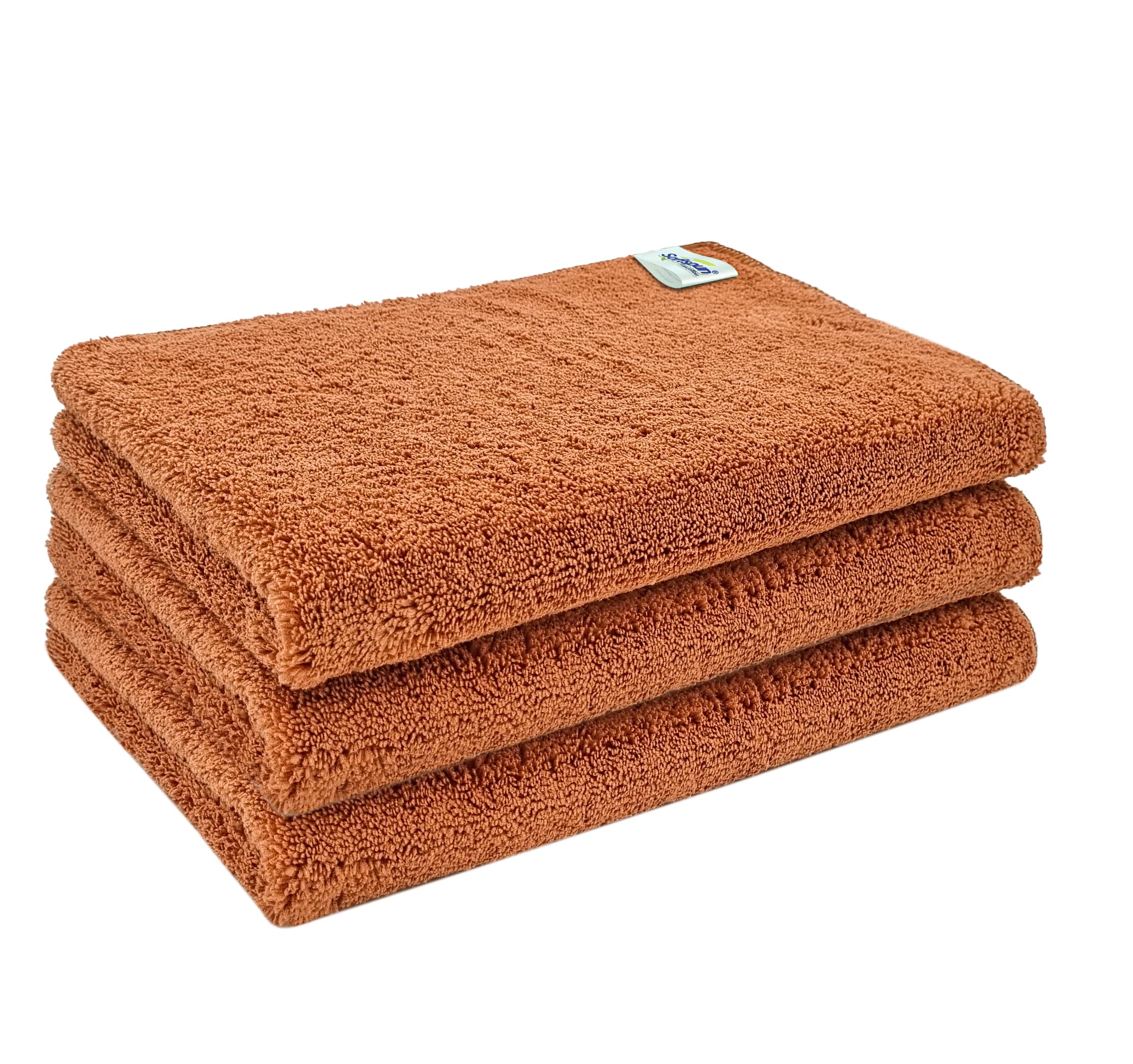 SOFTSPUN Microfiber High Loop Cleaning Cloths, 40x60 cms 3 pcs Towel Set 380 GSM (Brown) Highly Absorbent, Lint and Streak Free, Multi-Purpose Wash Cloth for Kitchen, Window, Silverware.-image-36