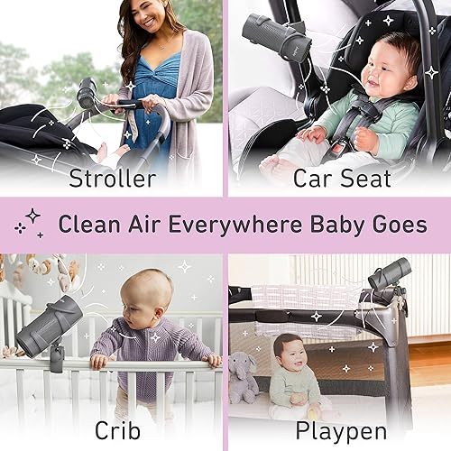 Miniatura 4 de Pure Enrichment Purificador de aire PureBaby On-the-Go - Purificador de aire portátil para cochecito y abrazadera ajustable para asiento de