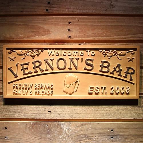 Miniatura 1 de ADVPRO wpa0389 - Letrero de madera grabado en madera con nombre, tamaño mediano, 18.25 x 7.25 pulgadas