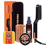 Tame the Wild Premium Beard Grooming Kit - Heated Beard Brush, Straightener Comb, Heat Protectant Spray, Beard Soap, Balm, Wooden Comb, and Storage Case