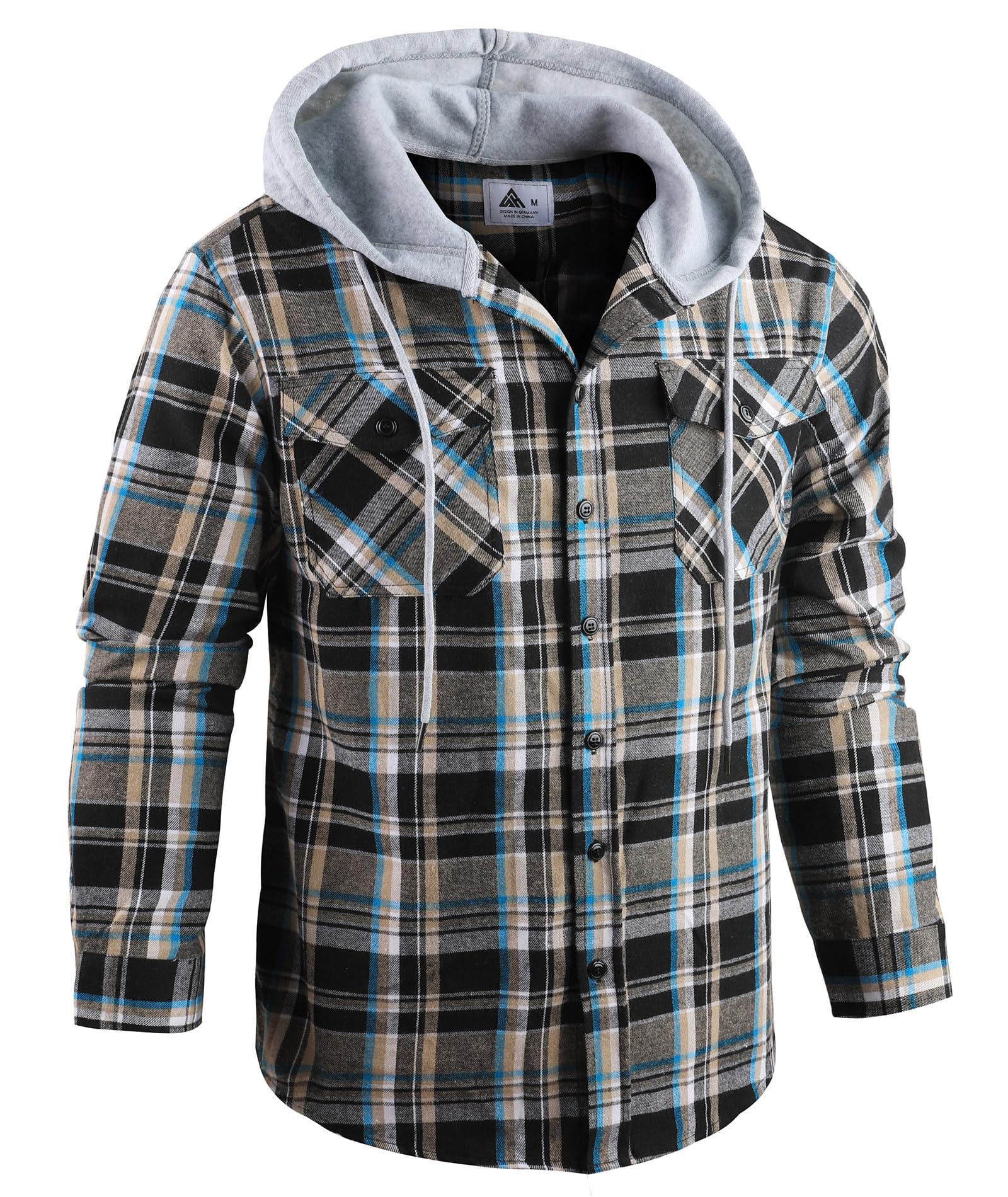 SWISSWELL Mens Flannel Hoodie Shirts Lightweight Button Down Plaid Shirt Long Sleeve Casual Jackets with Pocket