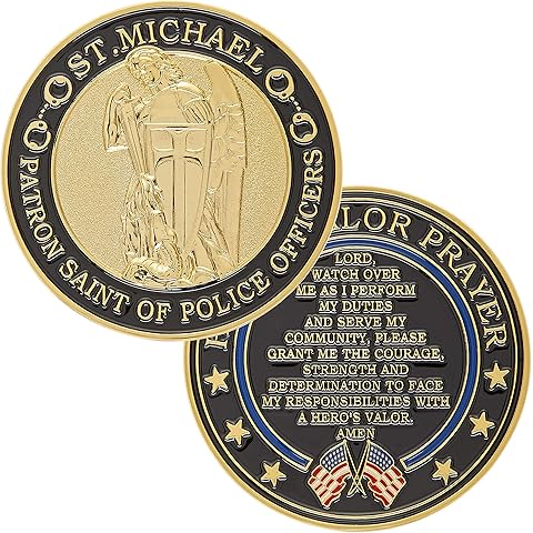 St. Michael Patron Saint of Police Officers Challenge Coin Prayer 1-Pack (Single Coin)