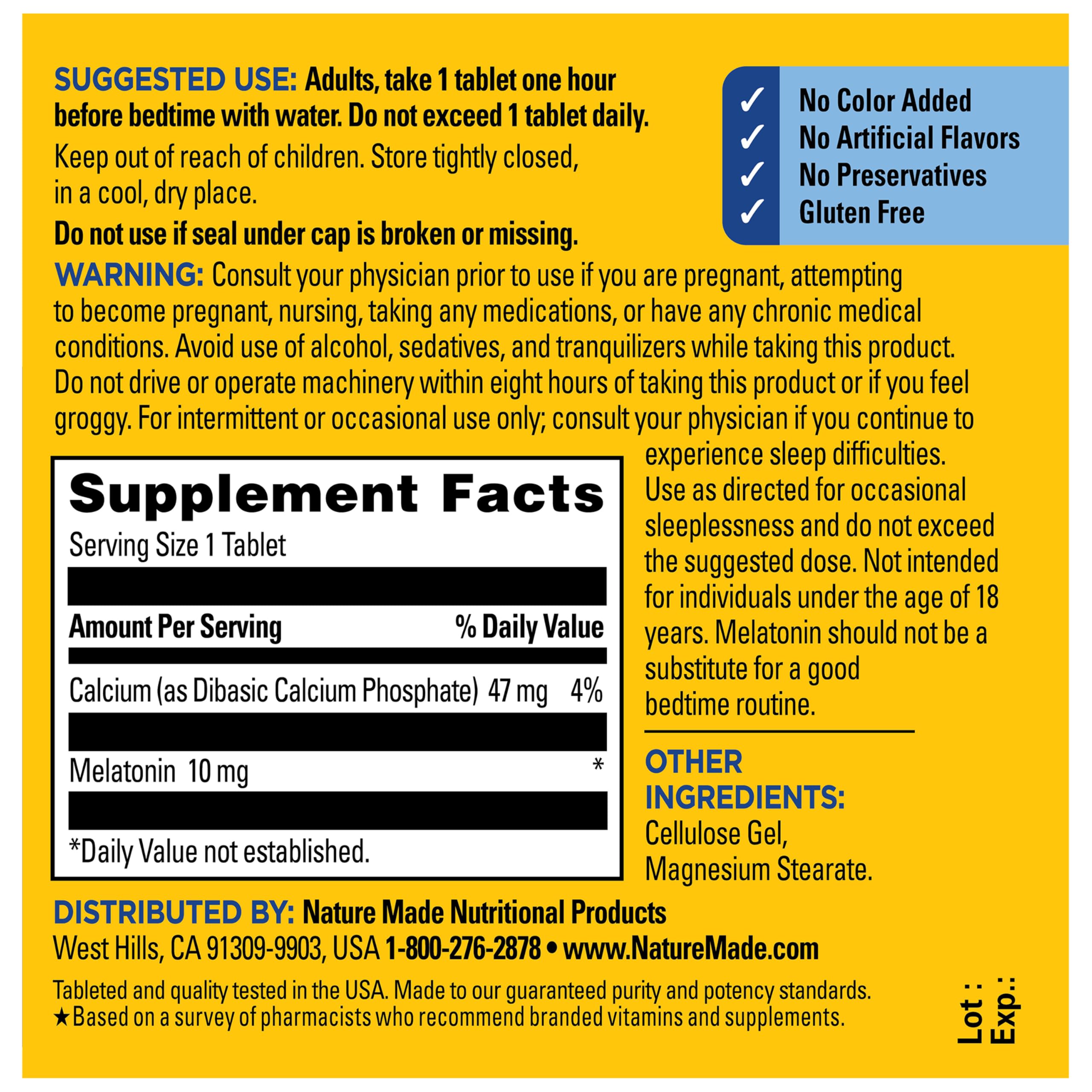 Nature Made Melatonin 10mg Maximum Strength for Sleep Support, 70 Tablets — Amazon image 6