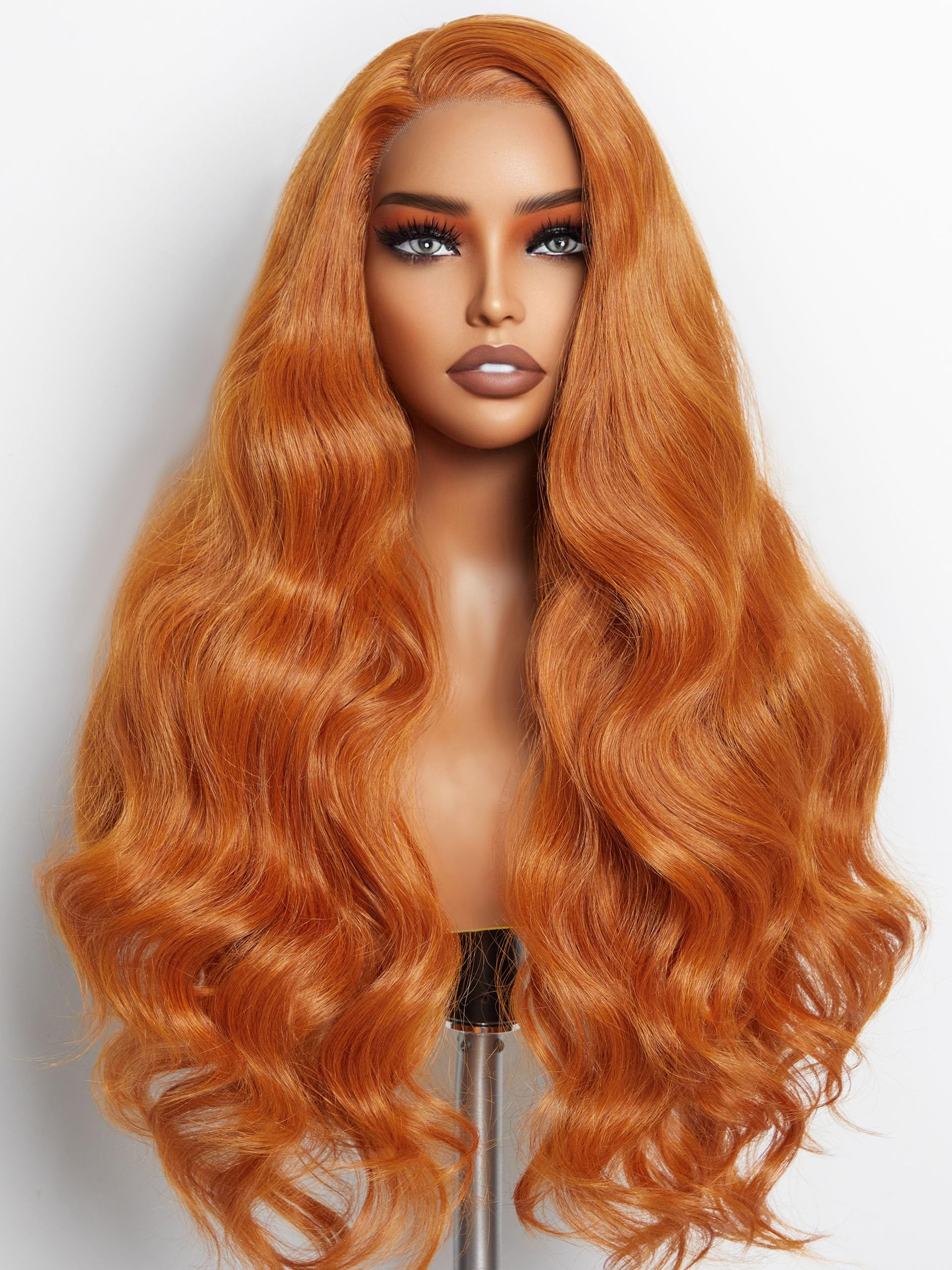 GORGIUS Ginger Orange Loose Wave Wig 24 Inch Long Glueless Colored Wigs 180% Density Put On Go Wigs Pre Plucked with Natural Hairline Crafted with
