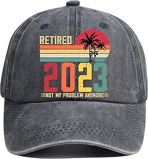 Retired 2023 Not My Problems Anymore Hat, Retirement Gifts for Women Men, Adjustable Cotton Print Denim Dad Baseball Cap