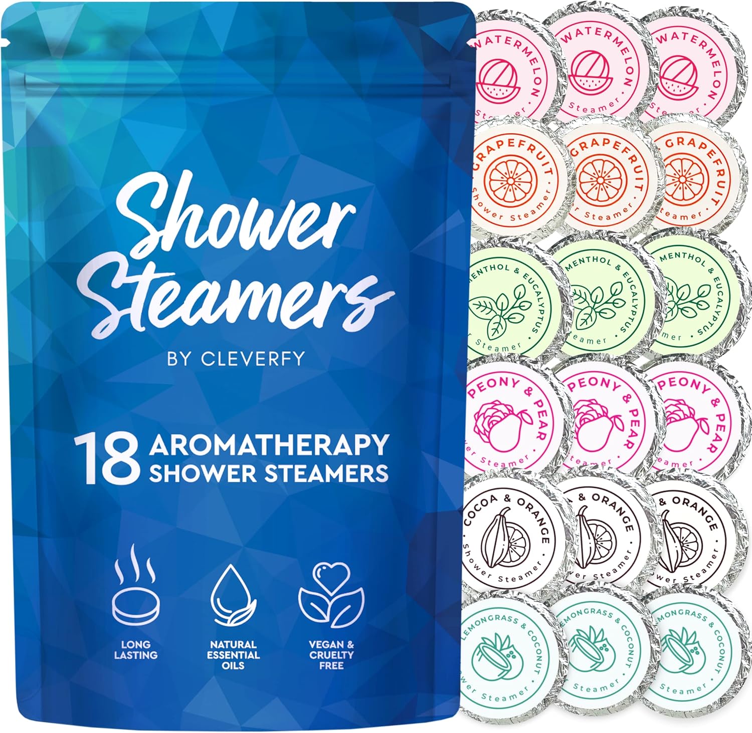 Cleverfy Shower Steamers Aromatherapy 18 Pack Shower Bombs with