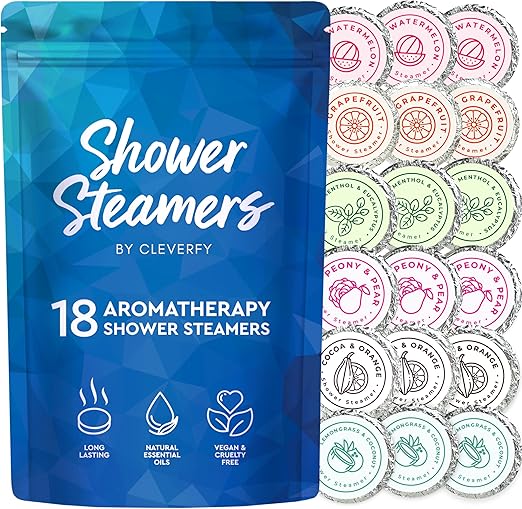 Cleverfy Shower Steamers Aromatherapy 18 Pack Shower Bombs with