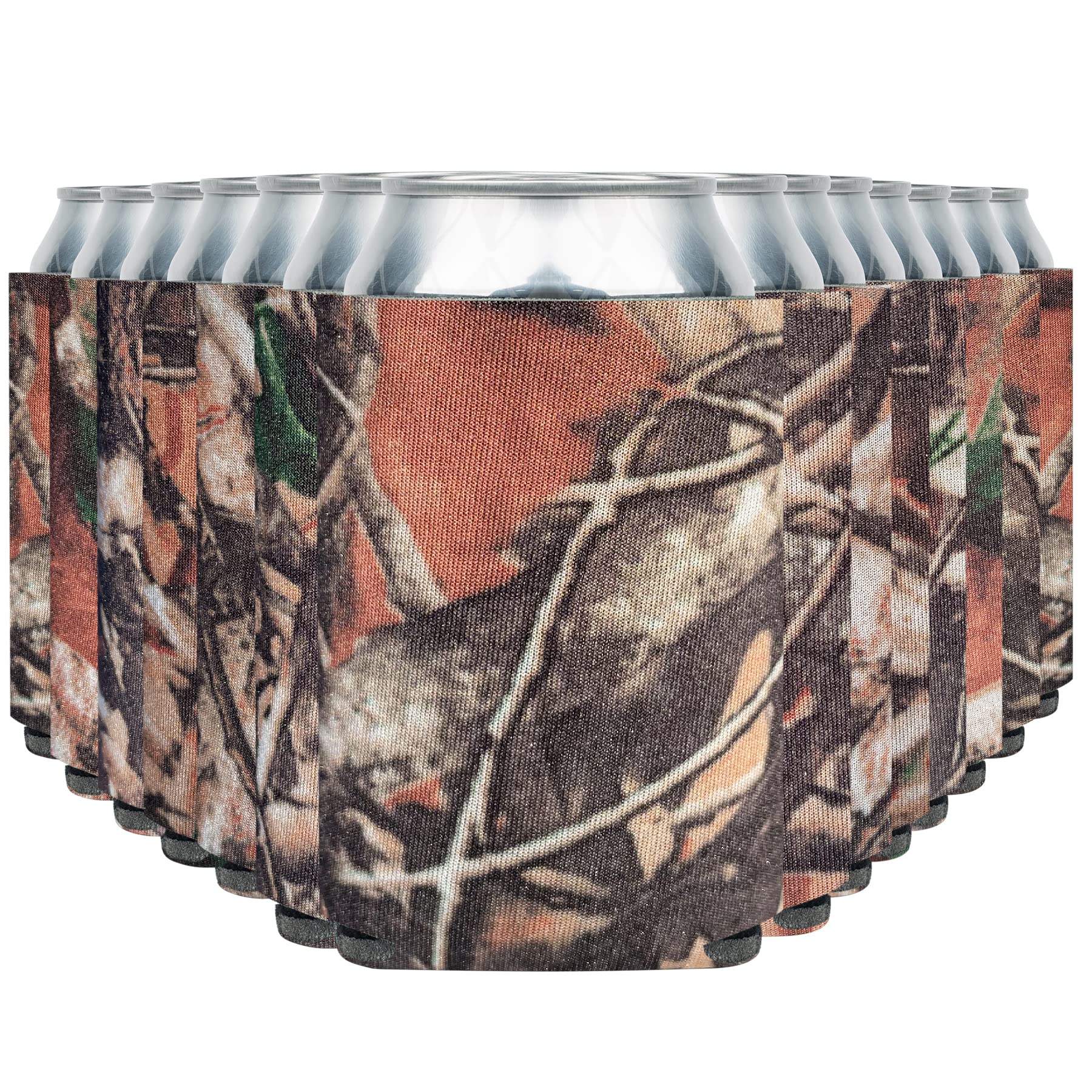 Beer Can Cooler Sleeves (60-Pack) Soft Insulated Coolies - HTV Friendly Blank Koolies in Bulk for Cans &amp; Bottles - Coolie Blanks for Vinyl Projects &amp; Wedding Favors (Natural Camo)