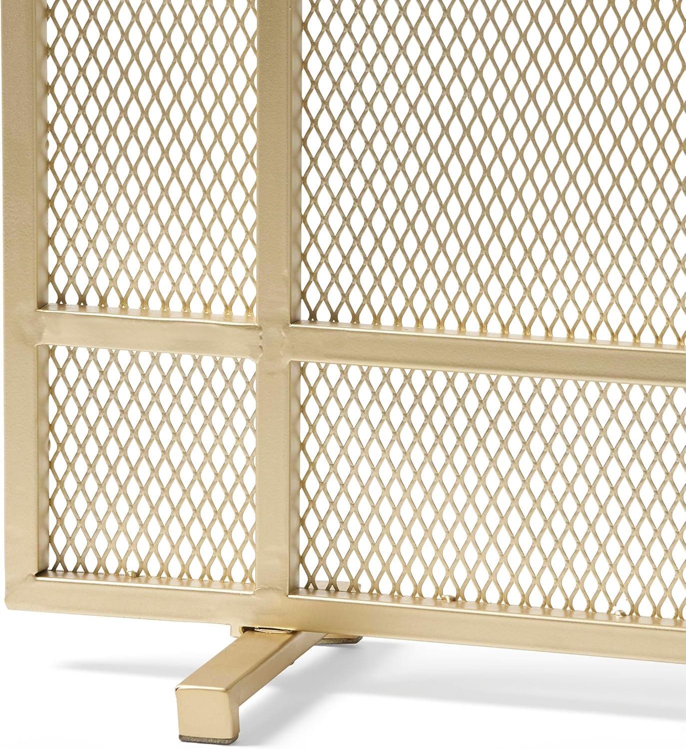Modern Fireplace Screen with Fine Mesh, Single Iron Panel Spark Guard Cover, Fire Protection Screen for Living Room Apartment, Indoor Use and Decoration, 41" W x 31.75" H, Golden