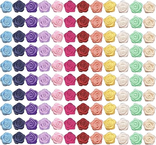 Mini cinta de satén mini flores de tela para manualidades lazos de cinta de rosas multicolor rosetas pequeñas mini manualidades manualidades