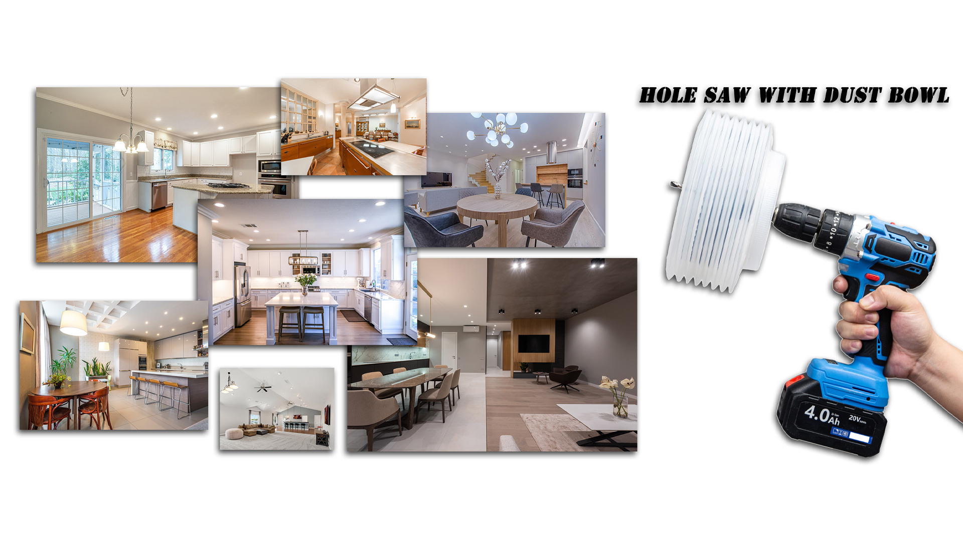 Image of 7-1 /4 Hole Saw for Recessed Lights, 7.25 Inch Hole Cutter with Dust Bowl Catcher for Led Recessed Lighting 7 Inch and Wood Metal Drywall, Bi-Metal Construction, Black