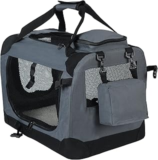 EUGAD Foldable Dog Transport Box 60 x 42 x 42 cm for Dogs up to 12 kg - Sturdy Transport Box for Car and Travel, Breathable Dog Box with Carry Handle + Blanket, Robust Foldable Box Made of Metal Frame product image