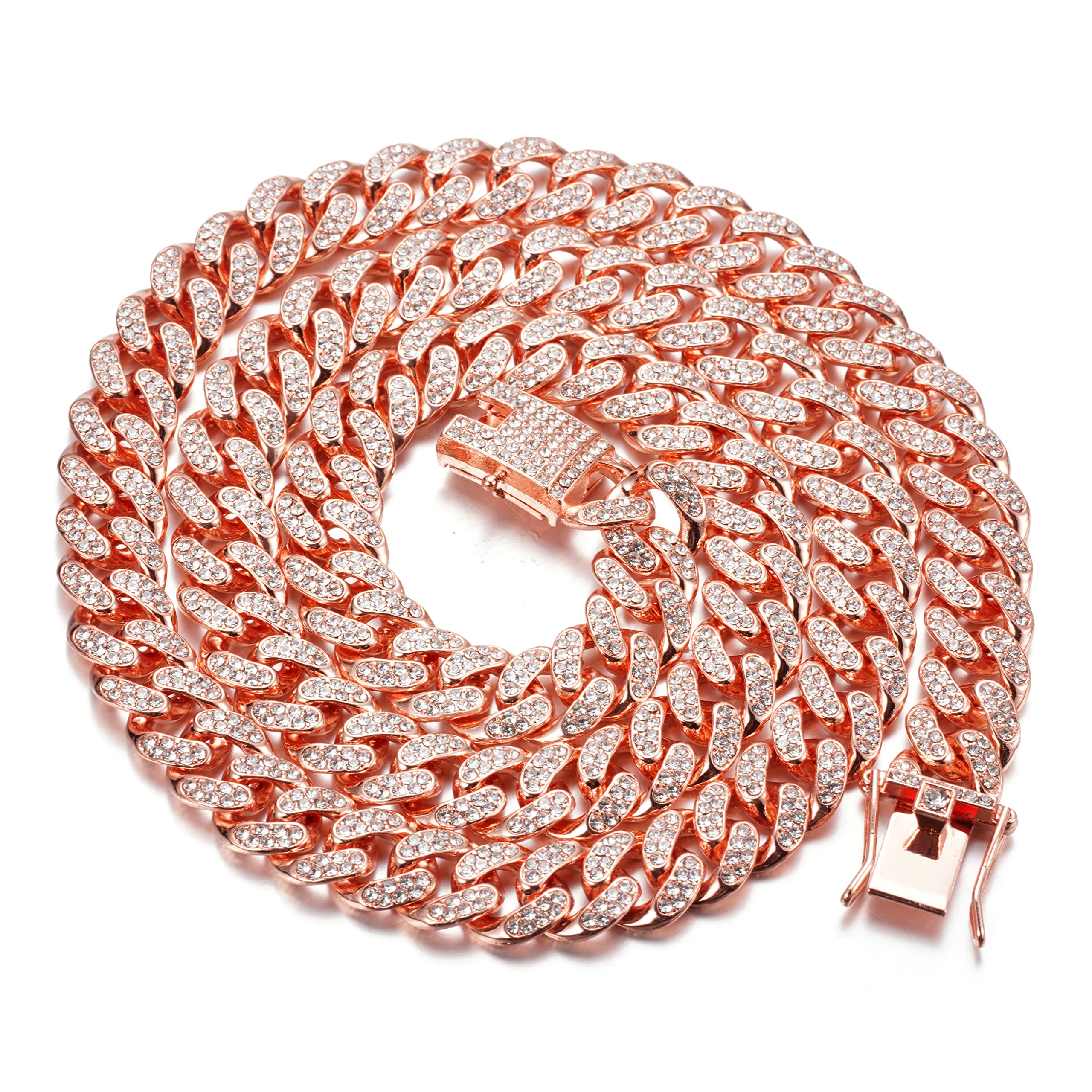 HALUKAKAH Catena Oro per Uomo,14/20MM Placcato Oro Reale 18k/Platino Oro Bianco Catena Cubana Bracciale Collana Girocollo,Diamanti da Laboratorio Set a Mano,Pacco Regalo Gratuito