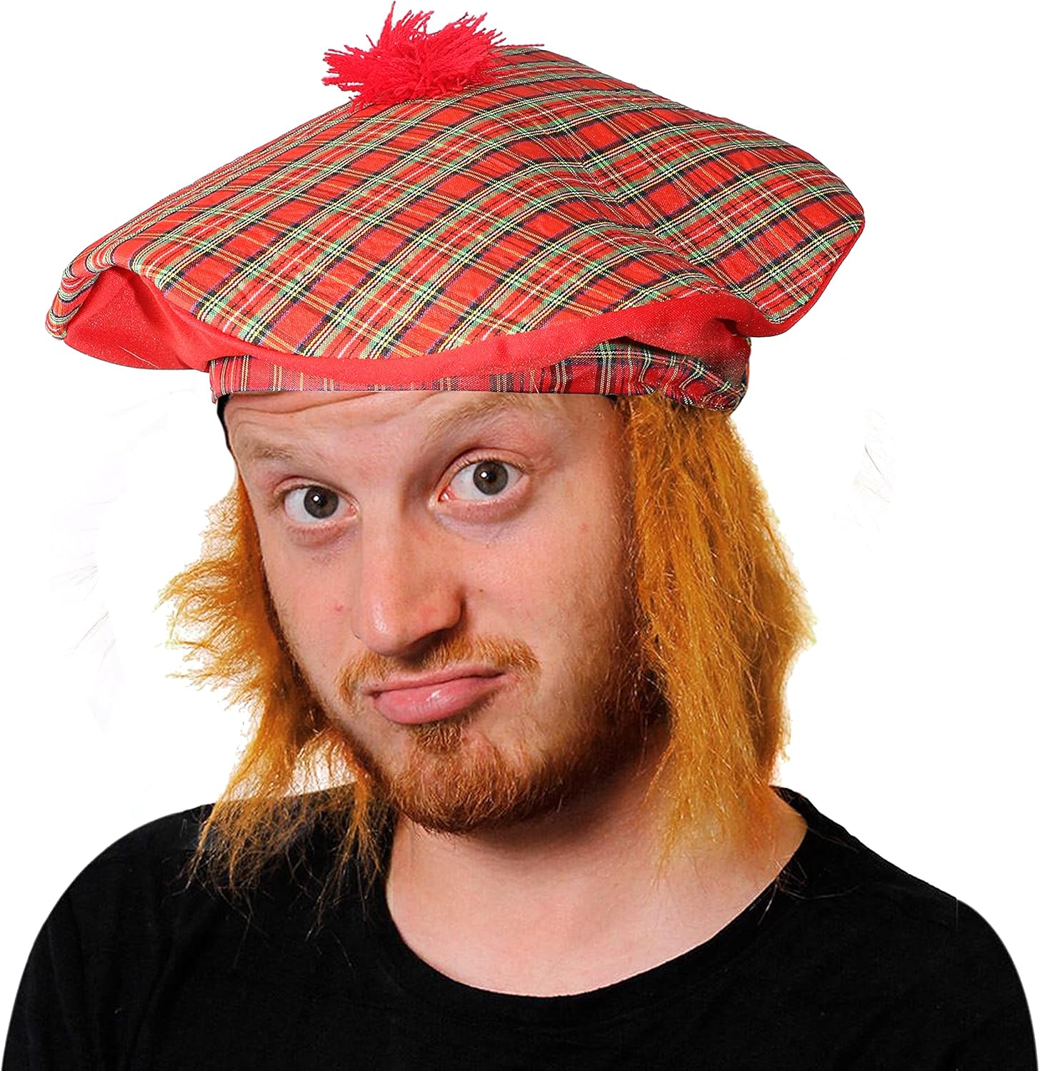Tartan hat with ginger hair Clearance