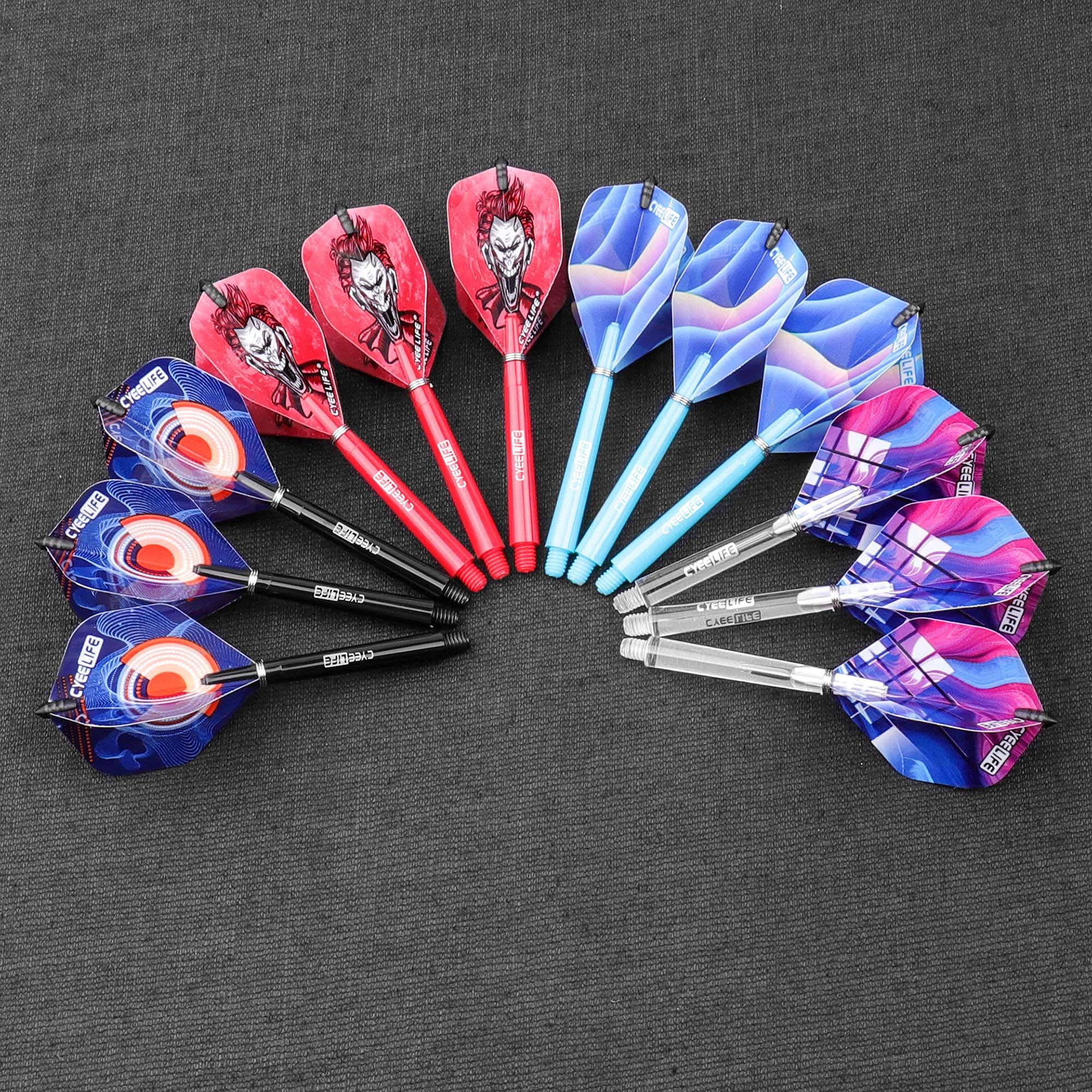 CyeeLife – Kit D'accessoires Fléchettes : 36 Ailettes, 24 Tiges, Aiguiseur, Outil Démontage, 50 Anneaux, 16 Protections, 12 Motifs