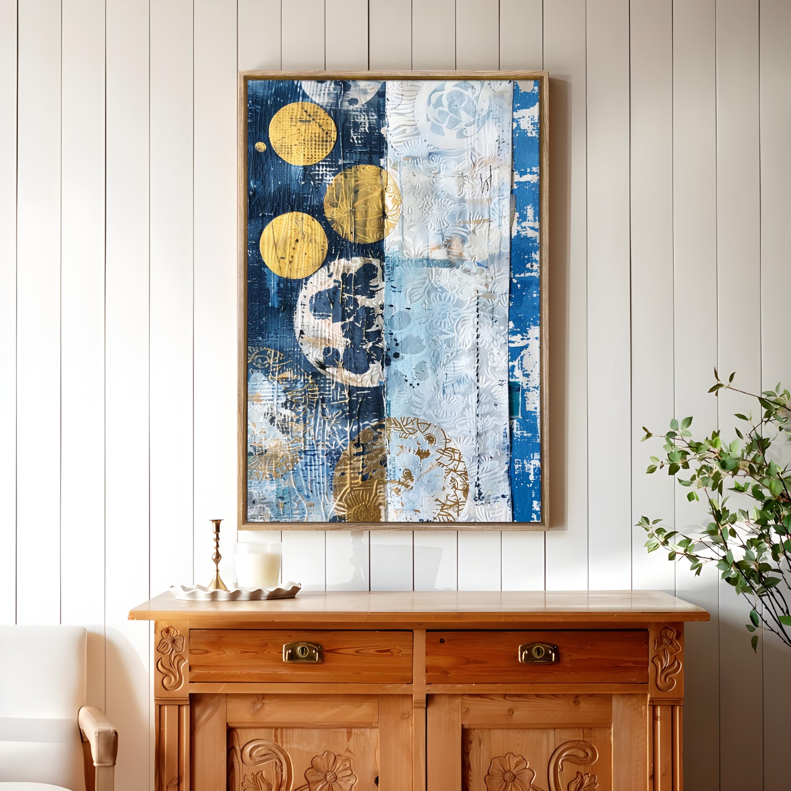 Abstract Geometric Canvas Painting - Beige, 23x35 Inch -10 Abstract Geometric Canvas Painting - Beige, 23x35 Inch -10