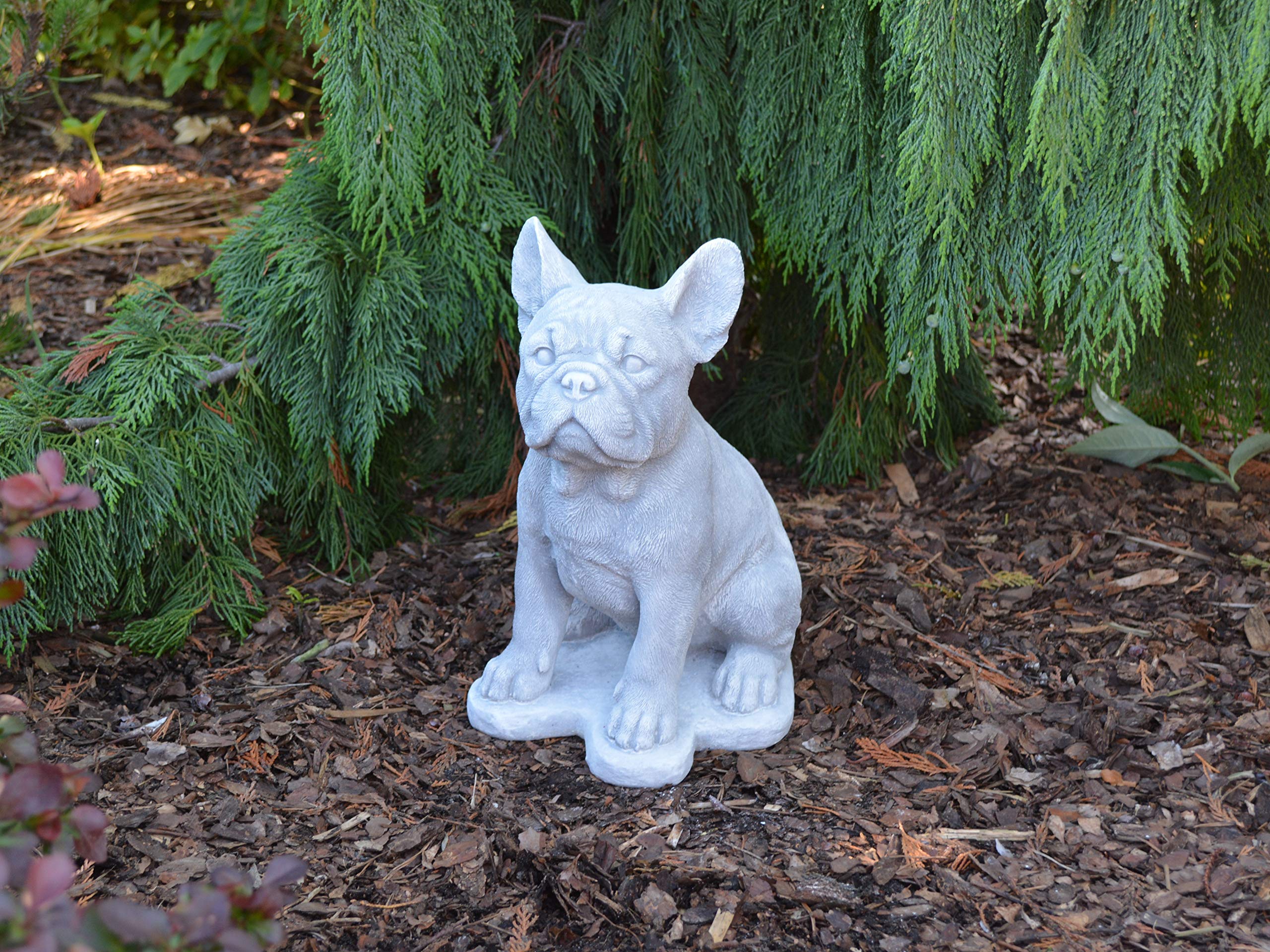 gartendekoparadies.de Cane Bulldog francese, statuetta in pietra, altezza 31 cm, 9 kg, grigio, antigelo in pietra grès per esterni
