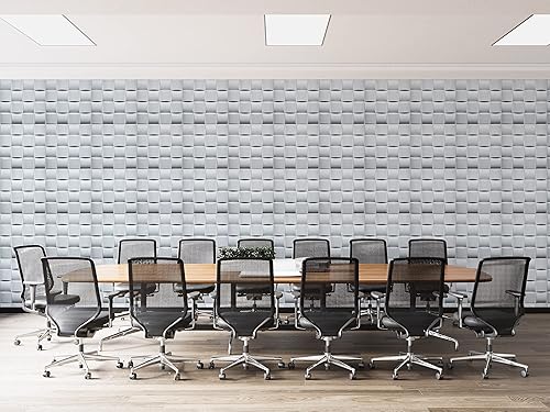 Miniatura 2 de Dundee Deco Paneles de pared 3D - Paneles de pared de PVC blanco pintables a cuadros modernos para decoración de paredes interiores, paquete de 10,