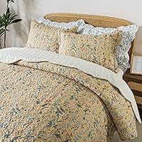 Vista 45 de HoneiLife - Juego de edredón de 3 piezas, colcha de microfibra, reversible, con estampado floral, para todas las estaciones, estilo acuarela