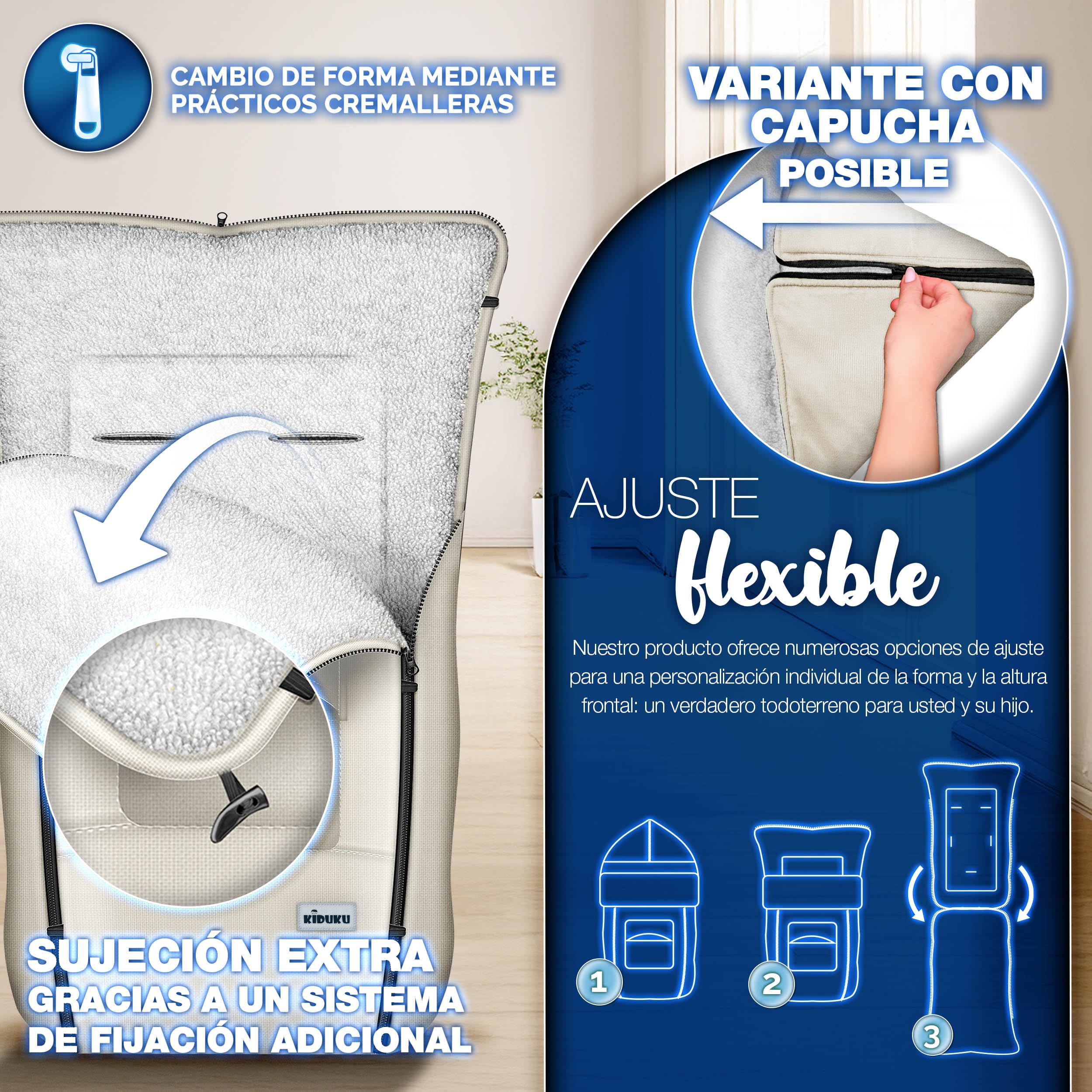 KIDUKU Saco de Invierno para Cochecito, Carrito | Saco Universal Térmico para Bebé, Silla de Paseo, Carro | Lavable | con Cremallera y Gran Bolsillo