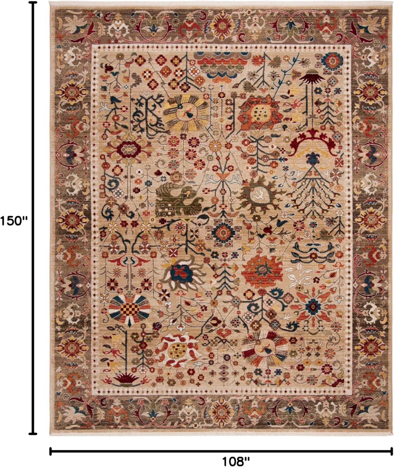 SAFAVIEH Kashan Collection Area Rug - 9' x 12'6", Beige & Taupe, Traditional Oriental Design, Non-Shedding & Easy Care, Ideal for High Traffic Areas in Living Room, Bedroom (KSN303K)