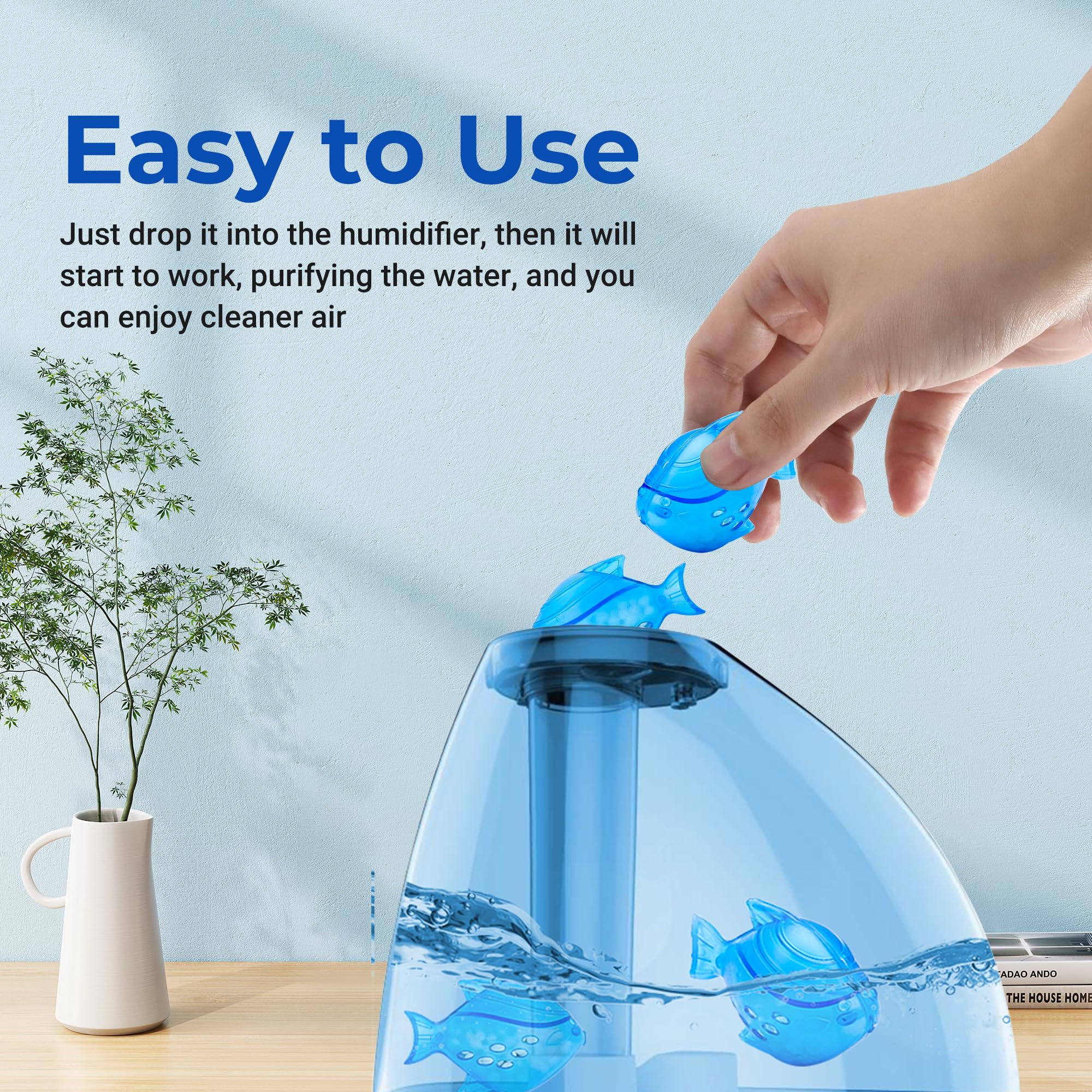 Lot de 6 humidificateurs de nettoyage pour poissons compatibles avec humidificateurs et aquariums - Bleu