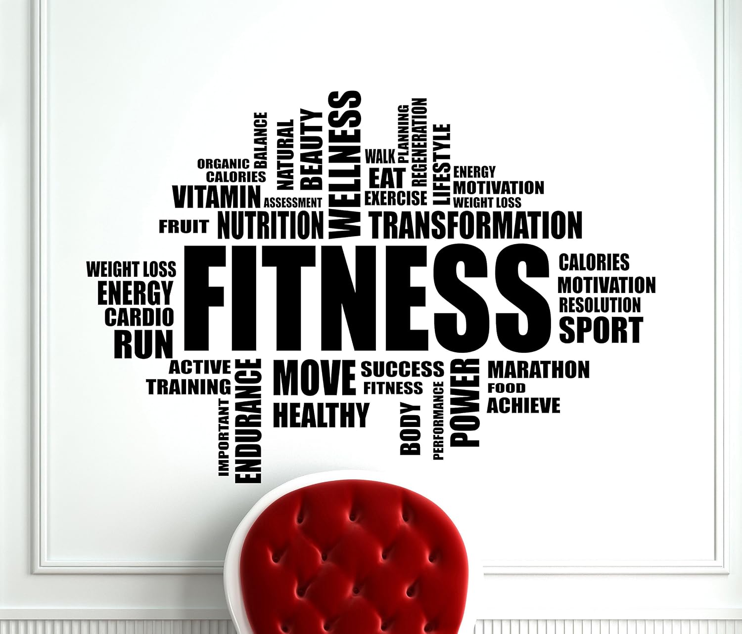 Fitness Motivation Word Cloud Wall Decal Inspirational Words Gym Interior Decoration Sports Vinyl Sticker Home Art Design Removable Waterproof Mural (476n)