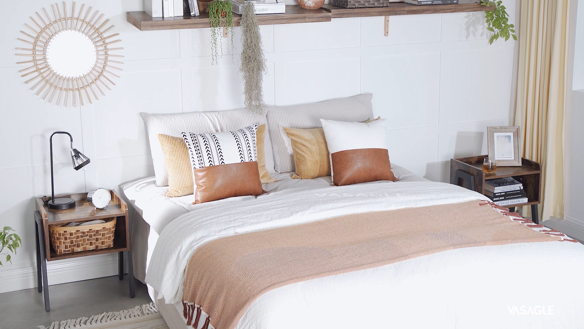 VASAGLE Side Table, Nightstand, Stackable End Table with Open Storage