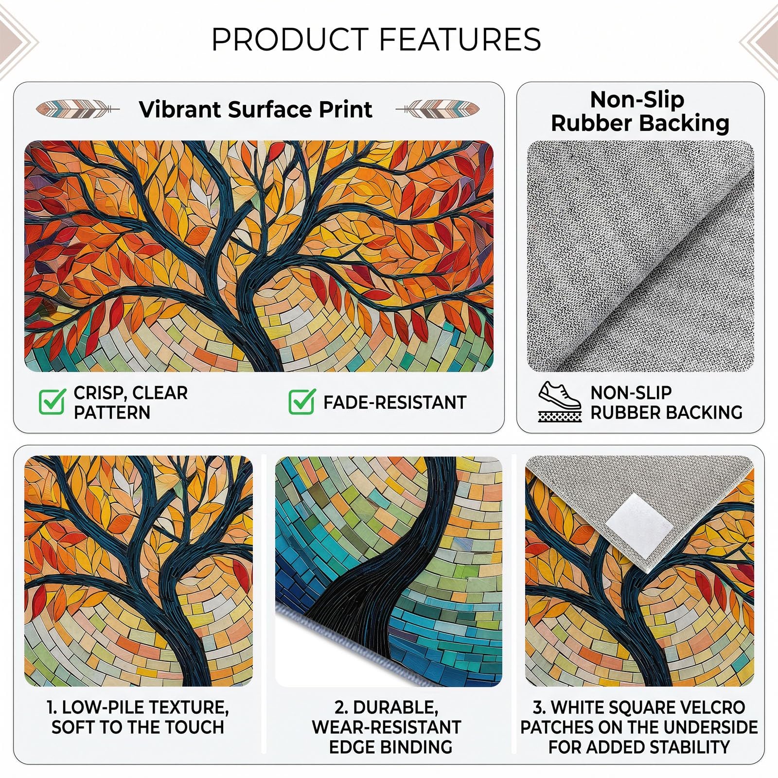 Tapis de Salon Arbre Vie Arc en Ciel 160 x 230 cm Garçons Filles Adolescents, Art Fantastique Tapis de Chambre 3D Imprimé Flanelle Lavable Moquette Coucher Cuisine Bureau