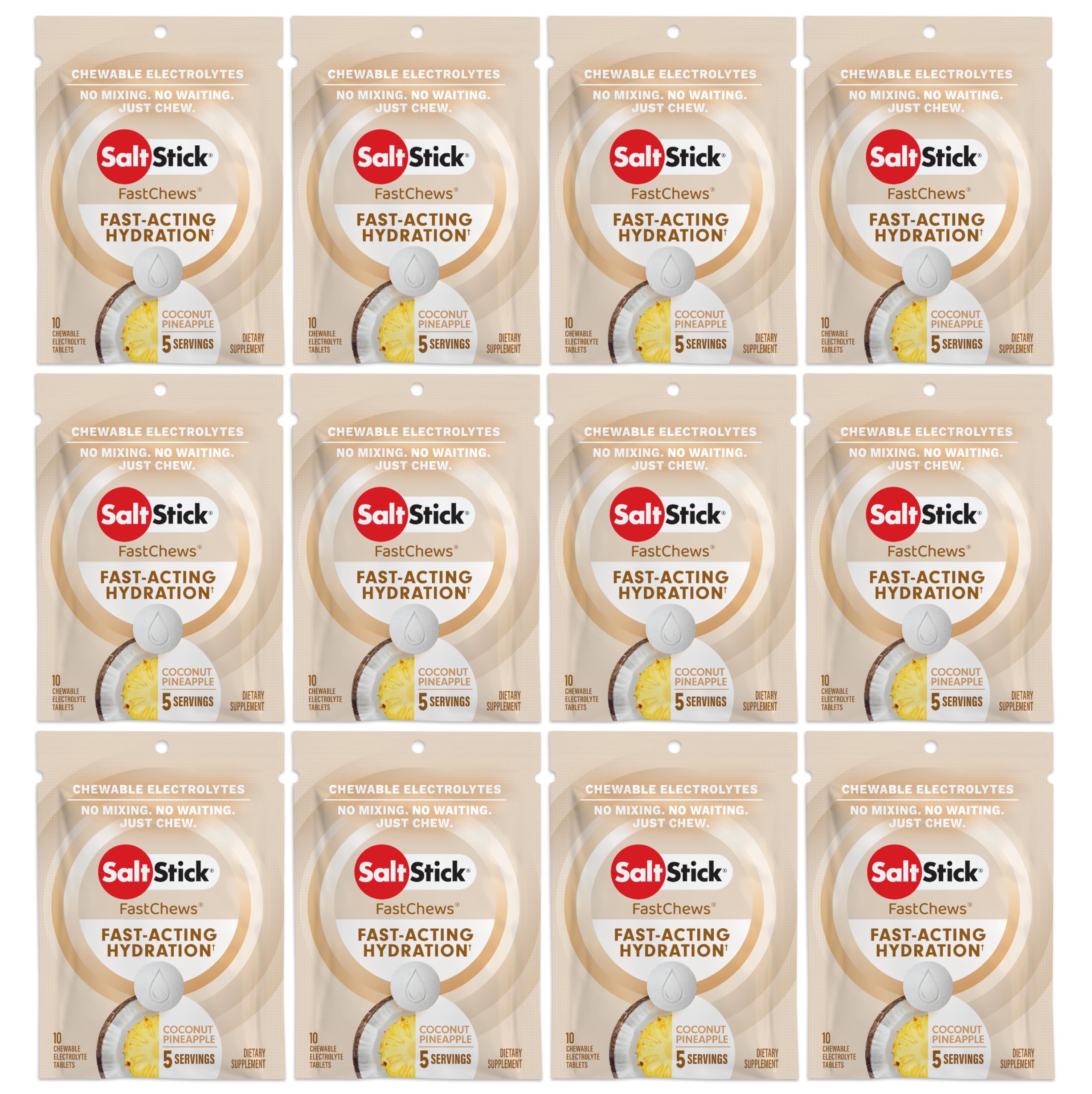 SaltStick Fastchews Coconut Pineapple Box (12 Tüten á 10 Elektrolyt-Kautabletten)