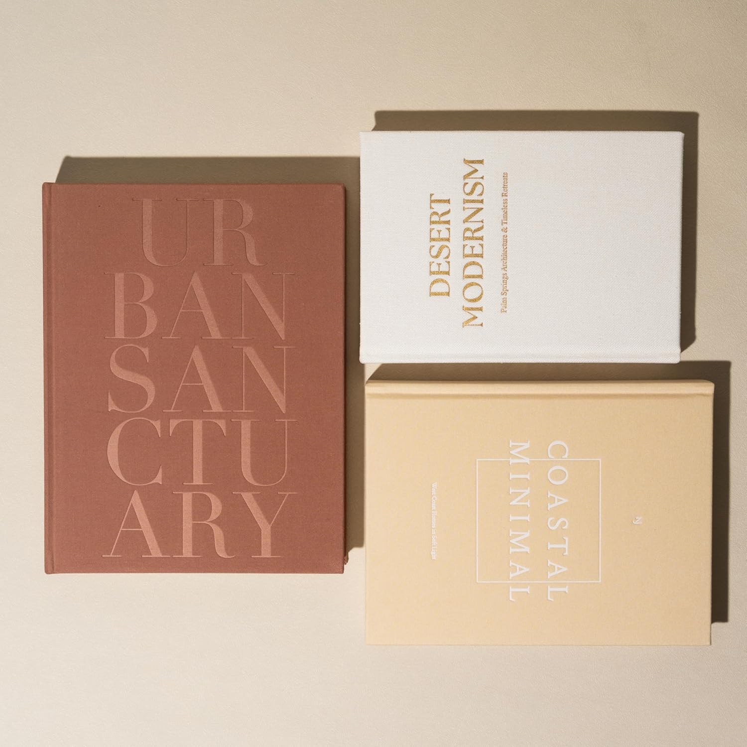 Decorative Books for Home Decor - Set of 3 Real Linen Hardcover Books with Blank Pages - Modern Farmhouse Coffee Table Decor, Shelf & Entryway Styling Accent (Neutral Tones)