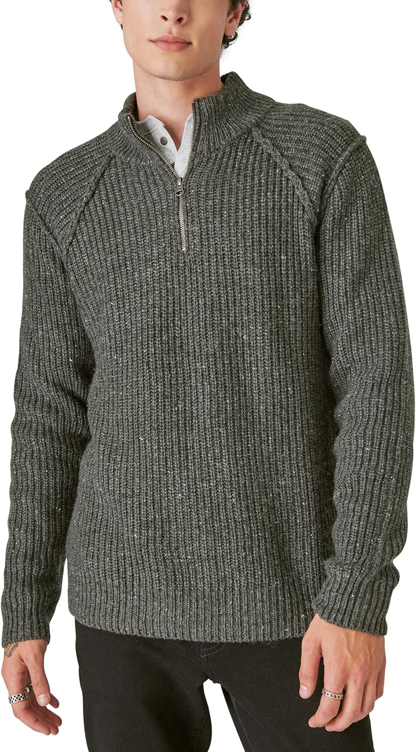 Lucky Brand Men's Men's Tweed Mock Zip