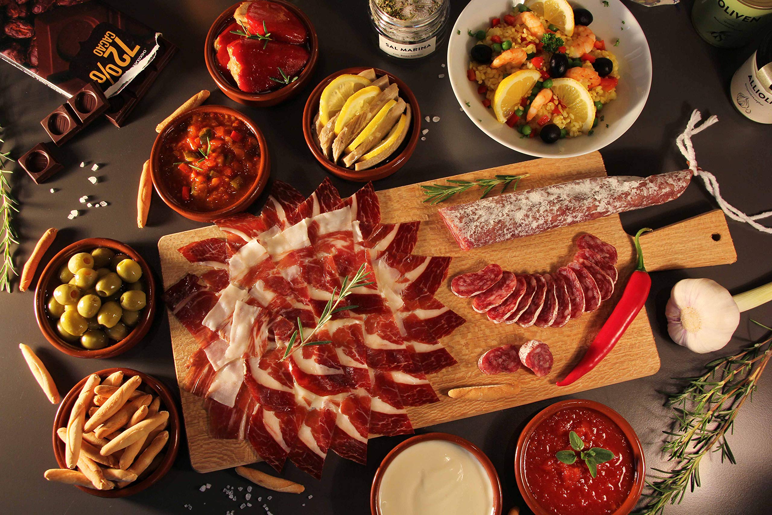 jamon.de Feinkost-Präsentkorb Gourmet mit Wein, Cava & spanischen Delikatessen Geschenkkorb