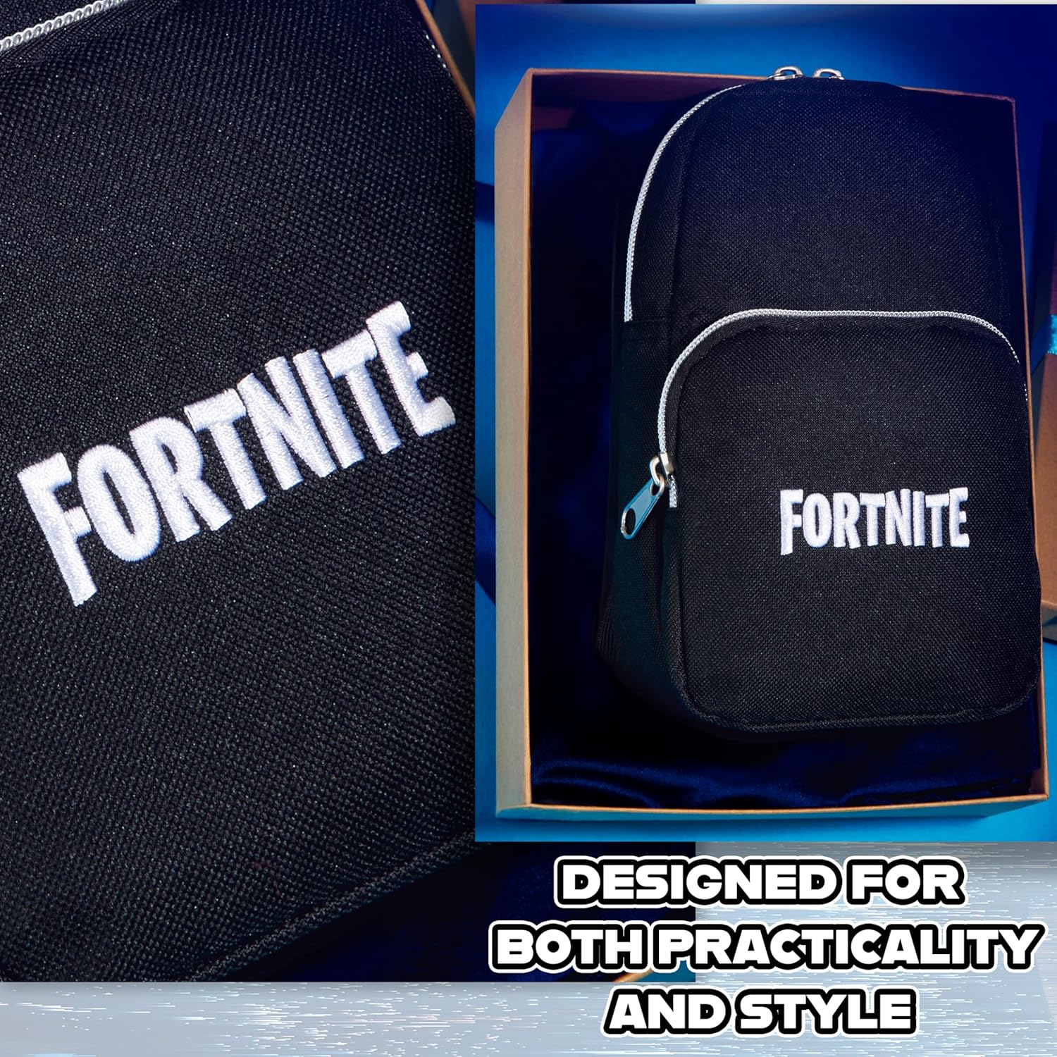 Fortnite Crossbody Bag for Boys Teens with Adjustable Straps Chest Bag Travel Essentials Wallets Phone Cool Gifts for Gamers (Black) - Image 5