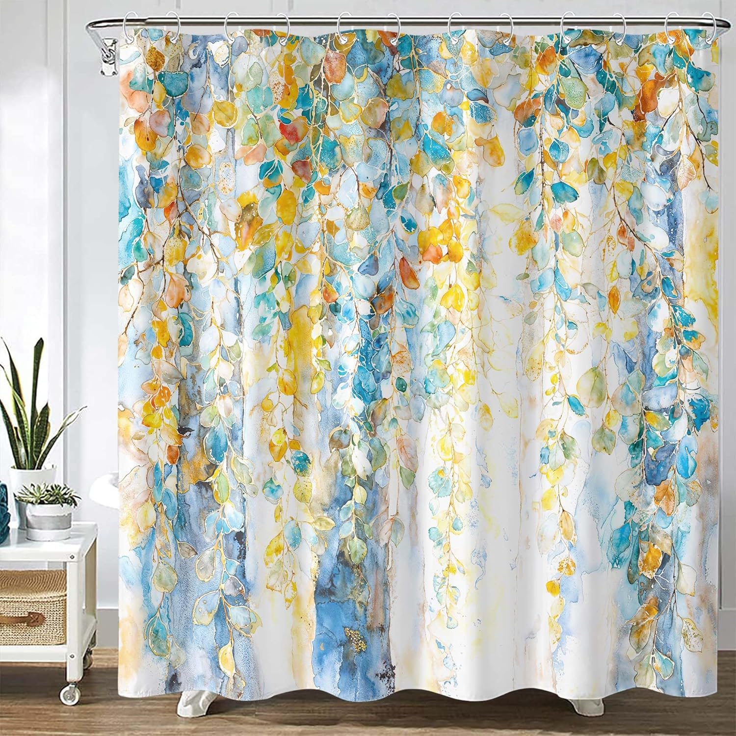 Yeoiat Colorful Tree Shower Curtain Art Landscape Shower Curtains for Bathroom Classy Shower Curtain Set with 12 Hooks 72×72 Inches.