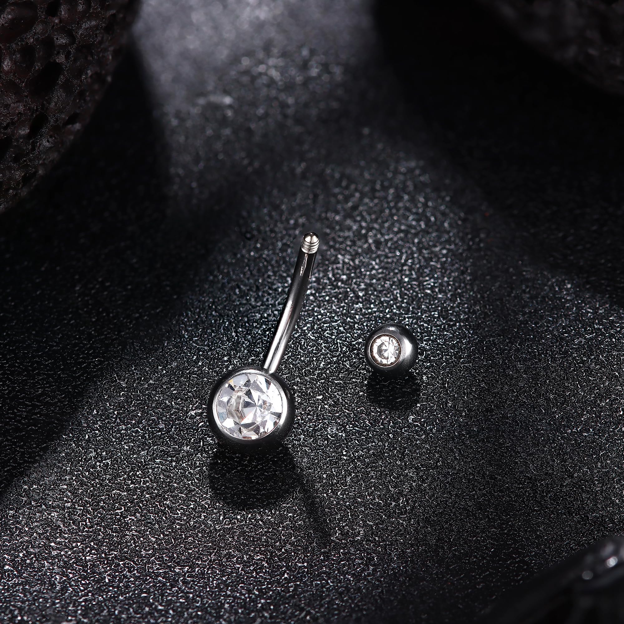 Diamday G23 Titanium Piercing Ombligo 14G CZ Banana Bar 8-16mm Joyería