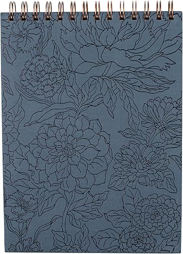 Fringe Studio Cuaderno de bocetos en espiral, tapa dura, setenta floral gris pardo, 7.25 x 9.875 pulgadas, 60 hojas perforadas (174017)