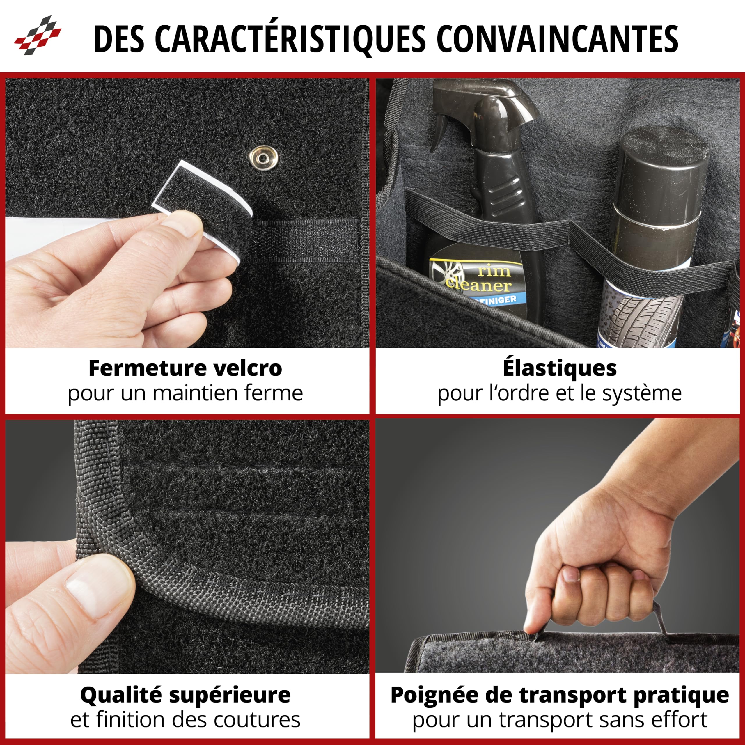 Walser Sac de coffre Toolbag taille L, organisateur de coffre en feutre aiguilleté, sac de voiture, pochette de rangement pour voiture OK noir