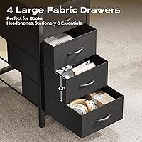 Vista 6 de Huuger Escritorio en forma de L de 55 pulgadas con cajones de tela, escritorio reversible para juegos para computadora con tomas de corriente